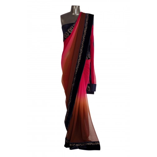 Brown Shaded saree with Black border Only On Bawree