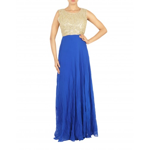 Blue and beige combination Gown 