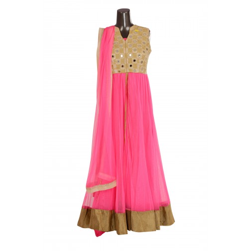 Pink Color Pant Style Suit with Resham and mirror work Only On Bawree